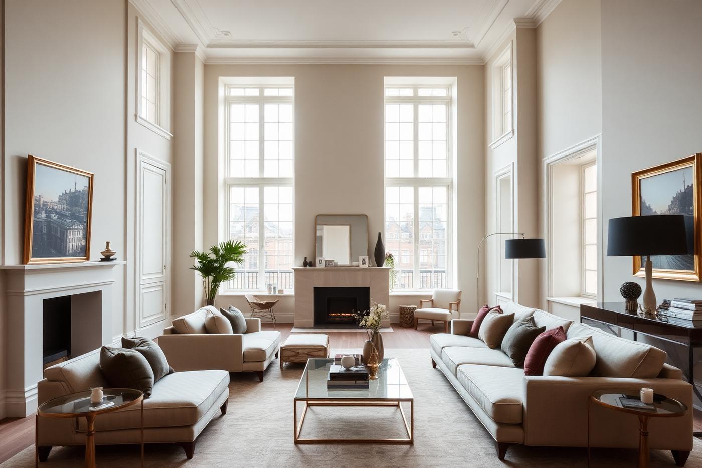 A bright reception room in a prime central London apartment